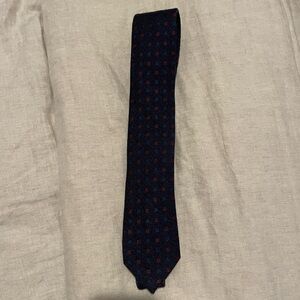 Black Brown 1826 Navy Tie with Red Dots